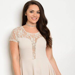 Cream Lace A-line silhouette dress